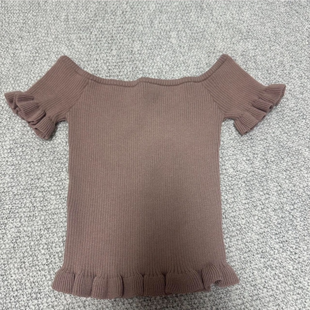 Active USA Taupe Ribbed Knit Top